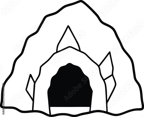 cave icon line art vector illustration on transparent background
