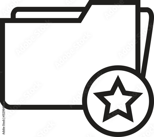 Simple file folder with star icon vector for favorite documents, important files, digital organization and productivity UI design