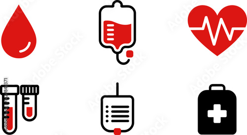 Blood donation healthcare medical icons vector illustration for clinic hospital and healthcare design editable stock vector illustration