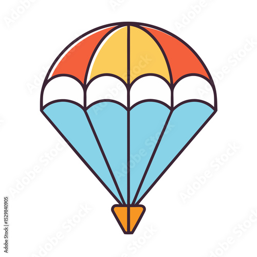 Colorful stylized parachute with segmented canopy and bright colors illustration vector