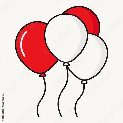 Festive Red and White Balloons Floating Merrily in the Air Together