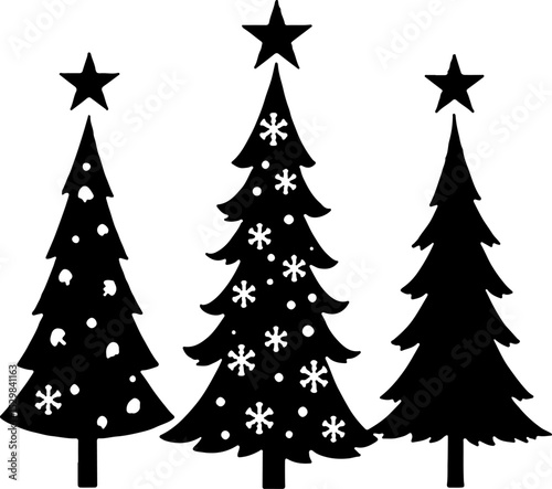 Christmas Stylized Tree Silhouettes vector bundle