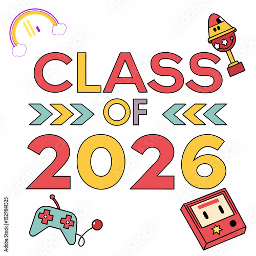 Class of 2026 retro gaming graduation design