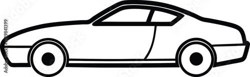 coupe car icon line art vector illustration on transparent background
