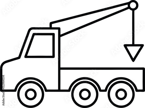 crane truck icon line art vector illustration on transparent background
