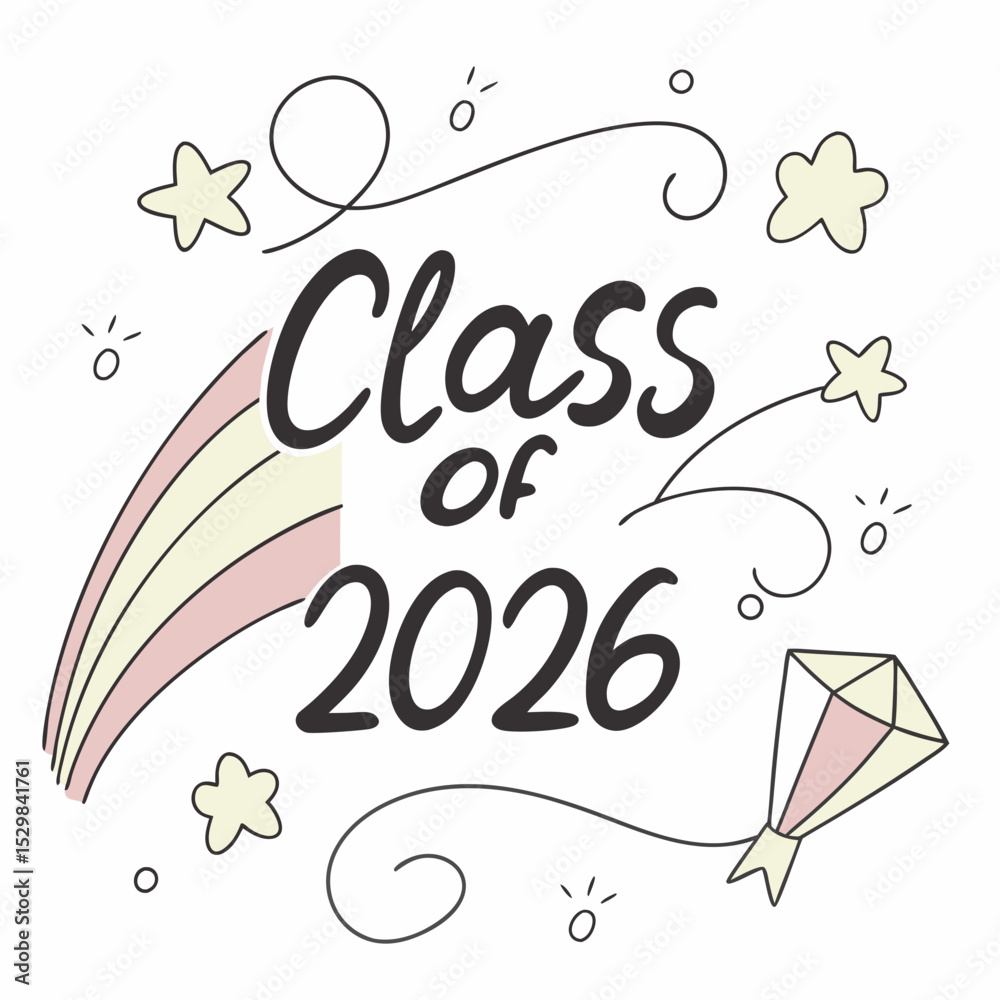 Obraz premium Class of 2026 graduation design cute rainbow stars