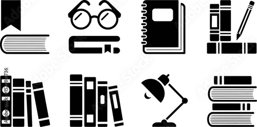 Book icon set vector illustration education study reading learning library literature knowledge design 100 editable stock vector illustration