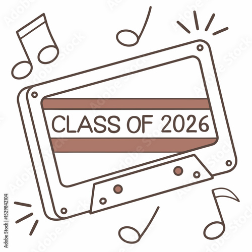 Class of 2026 cassette tape graduation design