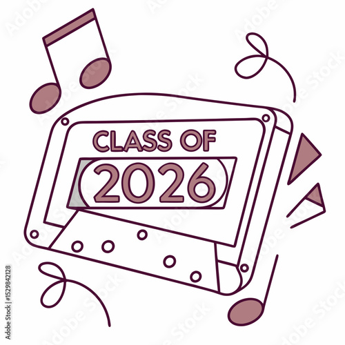 Class of 2026 cassette tape graduation design