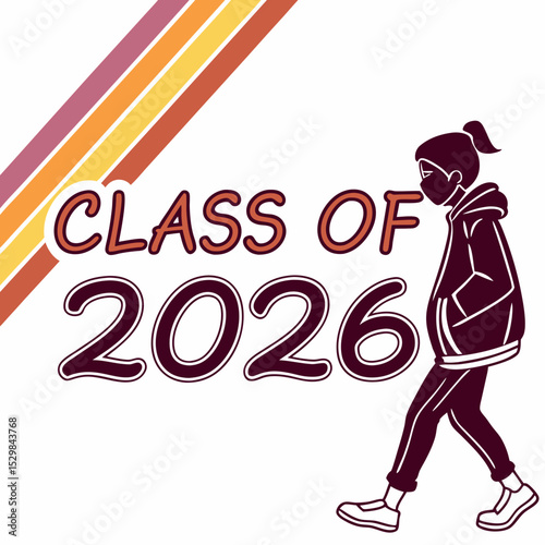 Class of 2026 graduate walking away retro style