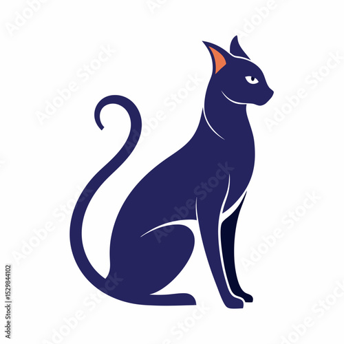 National Cat Day Vector Cat Silhouette Minimal White Background