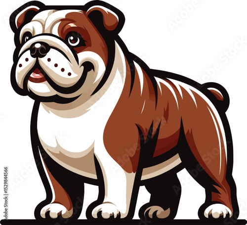 a vector illustration buldoog stand and siting down