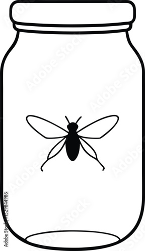  firefly in jar icon line art vector illustration on transparent background