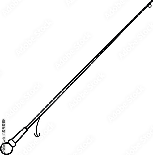 fishing rod icon line art vector illustration on transparent background