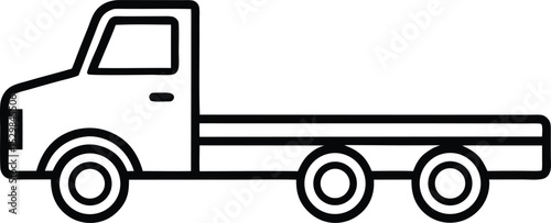 flatbed truck icon line art vector illustration on transparent background