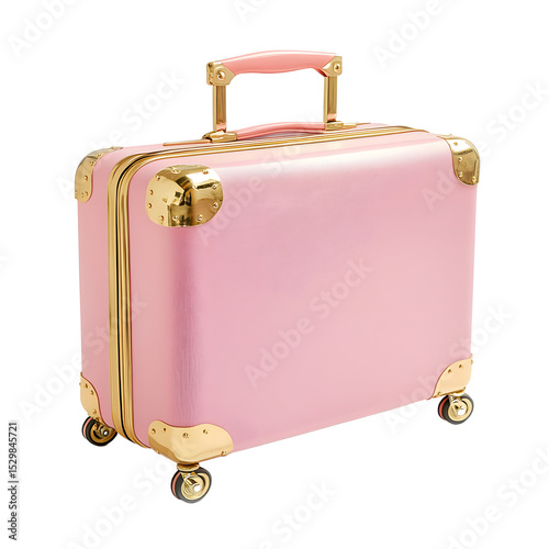 Stylish Pink Suitcase with Gold Accents