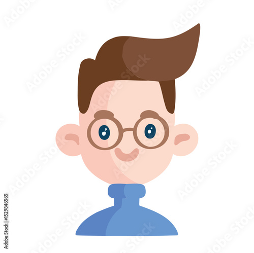 Young man avatar color flat style vector