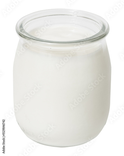 Yogurt glass jar isolated on white background