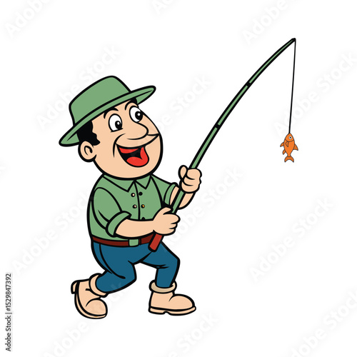 men fishing on the lake vector art