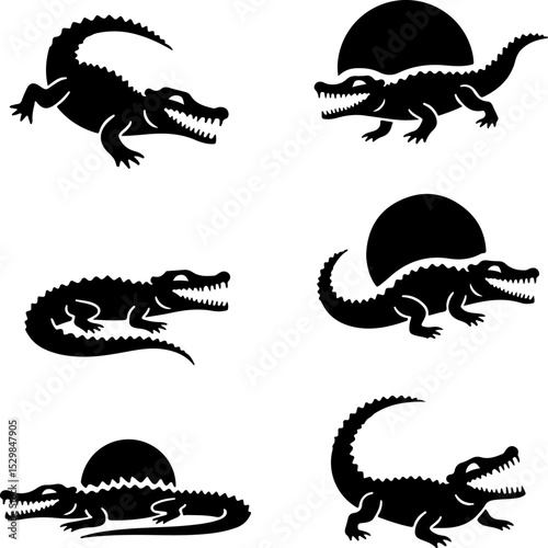 Pig and Boar Silhouette Set vector