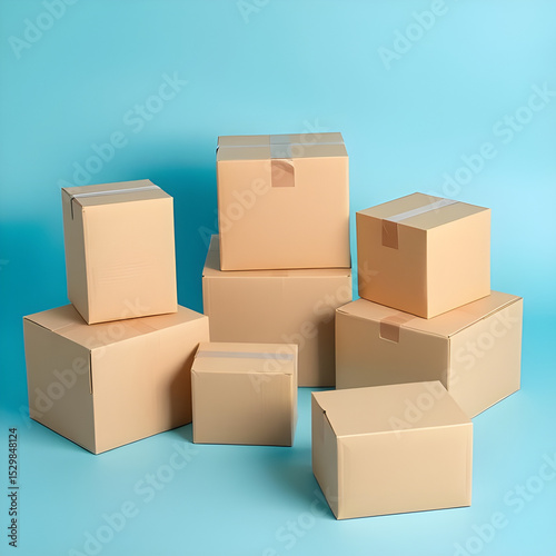 cardboard boxes on a blue background