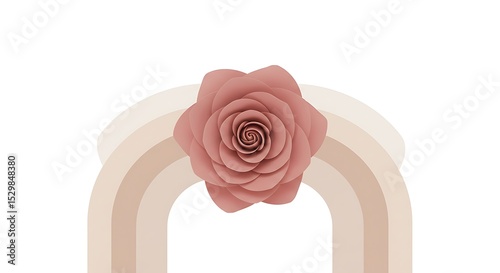 Elegant Dusty Rose Paper Flower on Neutral Rainbow Arch