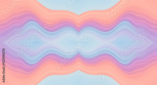 Abstract Pastel Wave Pattern Symmetrical Design in Soft Pink, Purple, and Blue Hues