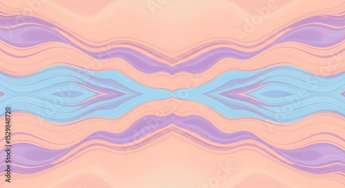 Abstract Pastel Wave Pattern Symmetrical Design in Peach, Purple, and Blue Hues
