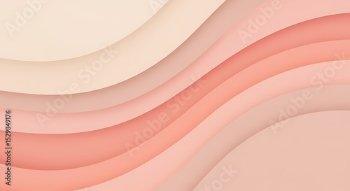 Abstract Peach and Cream Wave Background Elegant Paper Cut Design