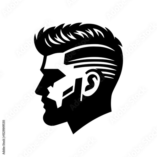A black vector image of a flat-top haircut.
