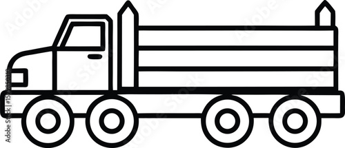 logging truck icon line art vector illustration on transparent background