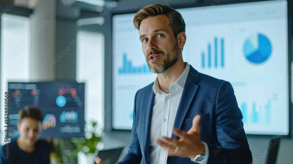 custom made wallpaper toronto digitalA confident businessman delivering a presentation in an office showing leadership strategy and professional growth in corporate environment