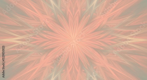 Abstract Red and Beige Kaleidoscope Pattern Symmetrical Floral Design
