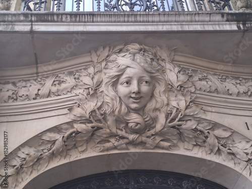 detail of the facade of the cathedral of st peter in rome