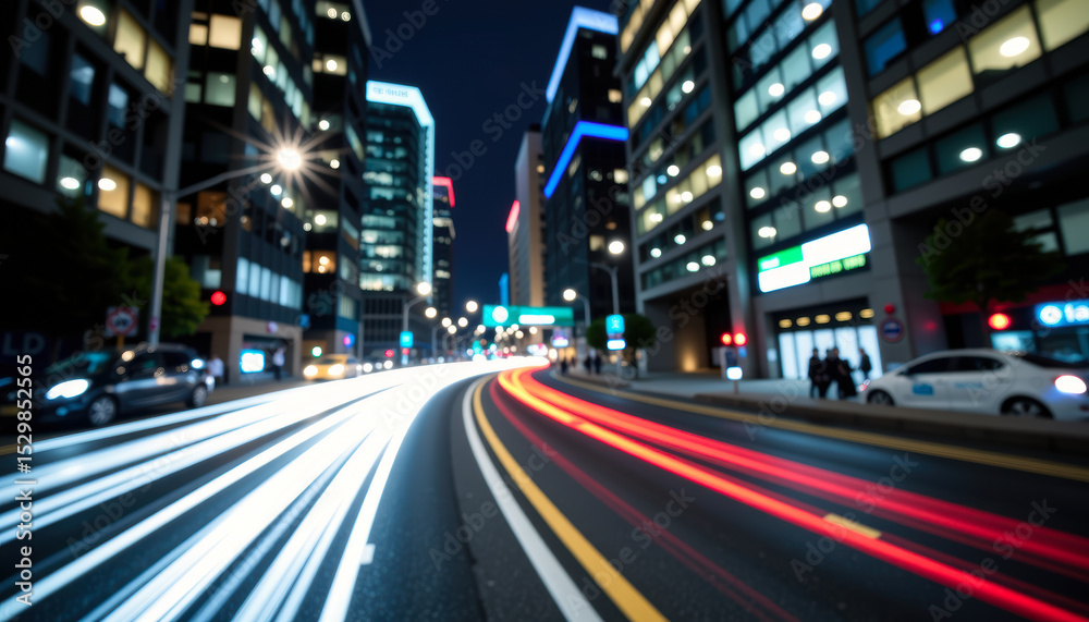 Fototapeta premium Nighttime Urban Traffic Motion Blurs