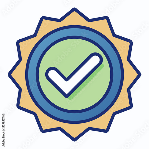 Illustration of a certified badge with a checkmark signifying validation