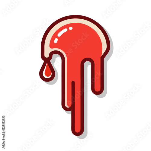 Animated Red Dripping Blob with Long Trails on Clean White Background