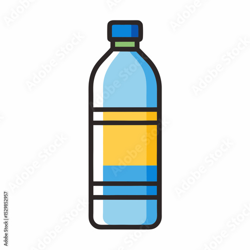 Illustration of a water bottle with water and energy powder inside it