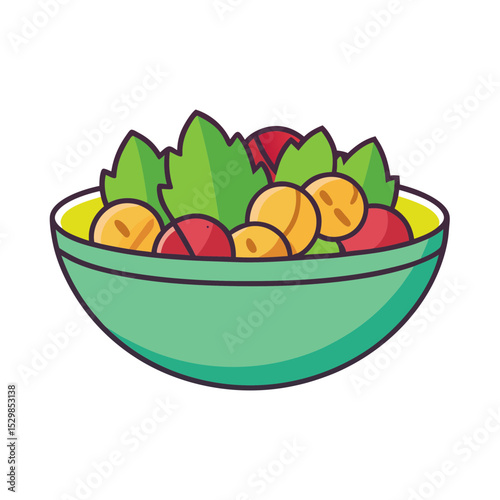 Colorful Vegetable Salad Bowl Illustration for a Healthy Diet Plan Design