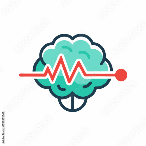 World Stroke Day Vector Brain Heartbeat Awareness White Background