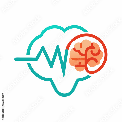 World Stroke Day Vector Brain Heartbeat Awareness White Background