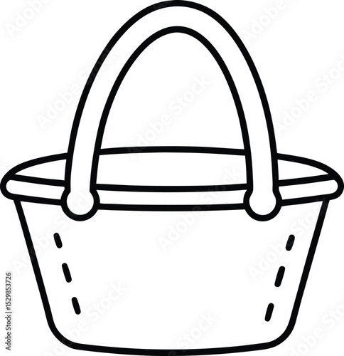 picnic basket icon line art vector illustration on transparent background