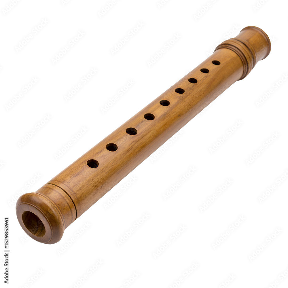 Naklejka premium Wooden recorder musical instrument for education and artistic expression on transparent background