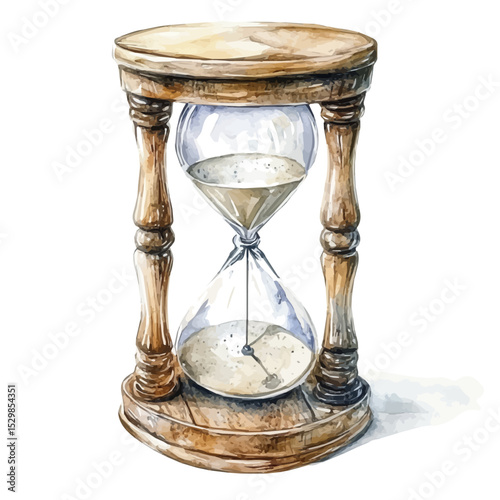 watercolor of Hourglasses Time, vector, isolated on a white background.