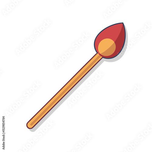 Illustration of a single lit matchstick against a stark white background