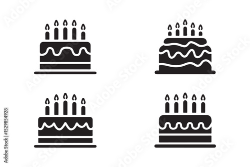 Birthday Cake with Candles Silhouettes