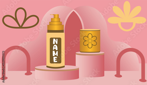 Natural 3d product showcase set business concept with organic plant background for creative ads, labels and marketing designs template