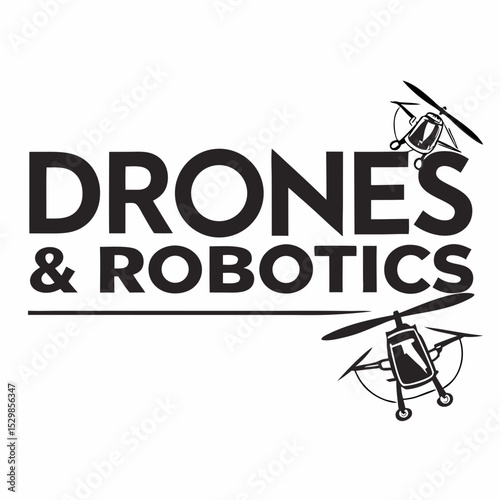 Drones and robotics logo design, clean cutout, transparent png