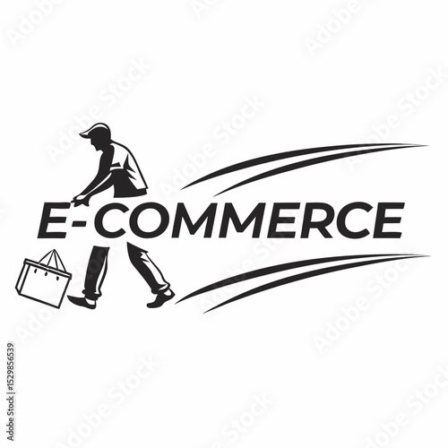 Fast e-commerce delivery service man carrying bag