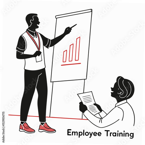 Professional employee training illustration, isolated cutout